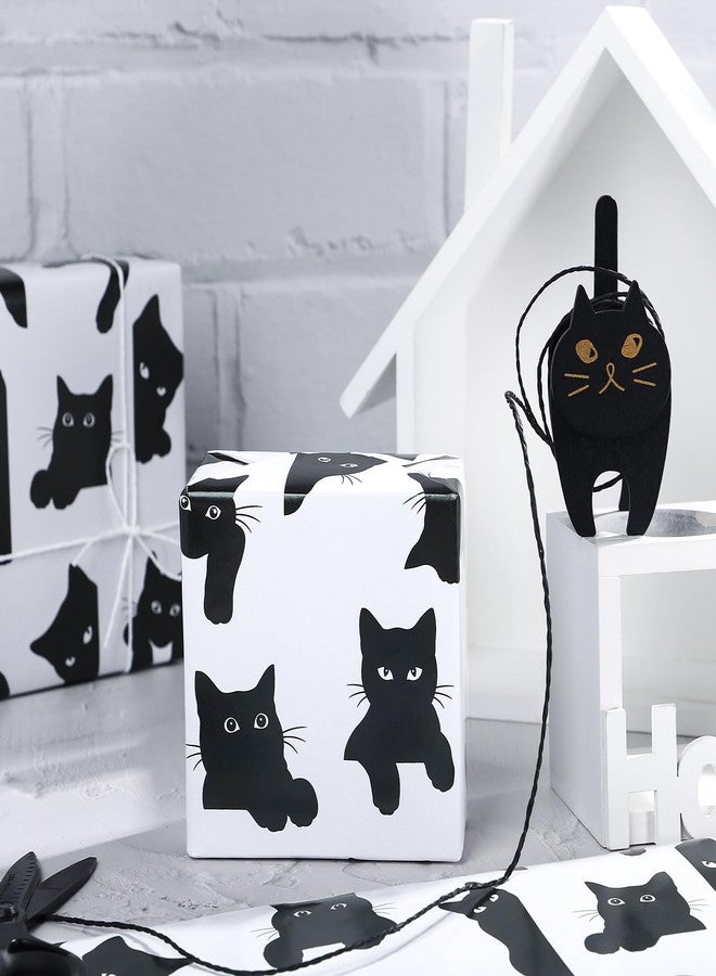 WRAPAHOLIC Cat Wrapping Paper Sheet - 6 Sheets Black Cat Design Folded Flat for Birthday, Baby Shower, Party, Holiday - 19.7 Inch X 27.5 Inch Per Sheet - Image 4